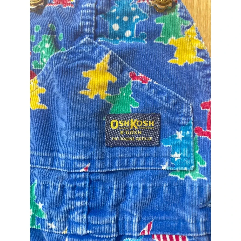 Vintage OshKosh Bgosh Clown Corduroy Overalls Blue Toddler 4 Made USA‎